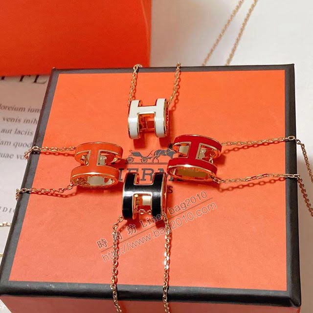 Hermes首飾品 愛馬仕高品質女款項鏈 Hermes琺瑯H項鏈  zgh1549